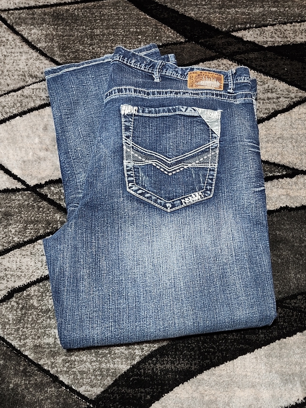 AXE & CROWN LUIGI EMBROIDERED HEAVY CONTRAST STRAIGHT LEG DENIM JEAN